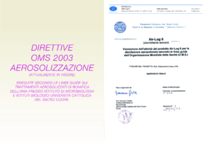 Università Cattolica del Sacro Cuore - Certificazione disinfettante aerosol Airlog 6